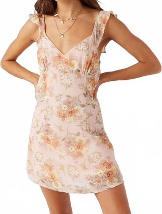 O'Neill Nellie Chiffon Ruffle Sleeve Dress In Rose Dust