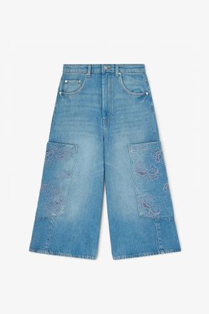 Ganni Blue Cropped Cargo Jeans in Denim - Size 25W/33L Organic Cotton