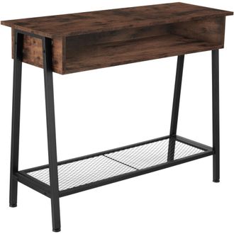 TecTake Mesa consola 100x35x80,5cm, Madera industrial oscura, r&uacute;stica