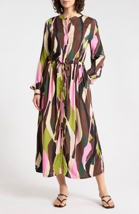 b.young Long Sleeve Print Shirtdress in Guacamole Mix at Nordstrom Rack, Size 2 Us / 34 Eu