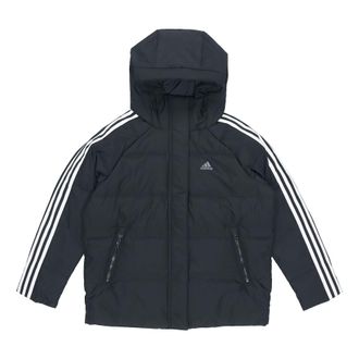 adidas (WMNS) adidas W 3St Puff Jkt Double Layer Knit Zipper Pocket hooded down Jacket Black H23063