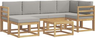 vidaXL Conjunto De Sof&aacute;s De Exterior 7 Uds. Blanco Y Gris Claro Vidaxl