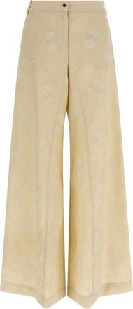 Pinko Beige Linen Flared Womens Pants