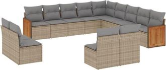 vidaXL Set Sof&aacute;s De Jard&iacute;n Con Cojines 13 Pzas Rat&aacute;n Sint&eacute;tico Beige Vidaxl