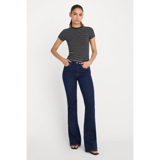 Good American Womens Good Legs Flare Jeans | Extra Stretch, Flat Tummy Tech, Gap-Proof Waistband | Indigo, 3 Size 16 Plus | Good American by