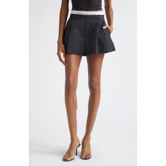Alexander Wang Pleated High Waist Shorts in Black at Nordstrom, Size 12