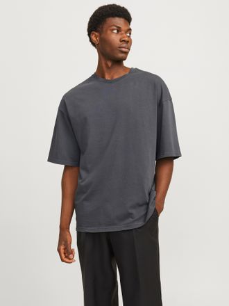 Jack & Jones Rundhalsshirt JACK & JONES JJECHARGE FADED TEE O-NECK NOOS, Herren, Gr. L, grau (castlerock), Jersey, Obermaterial: 100% Baumwolle, unifarben, oversiz