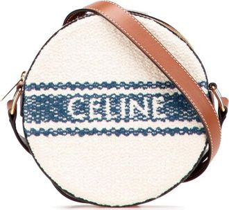 Celine Pre-owned Cross Body Bags, female, White, Size: ONE SIZE Pre-owned Round Textile Crossbody Bag