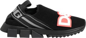 Dolce & Gabbana Zwart Grijs Slip On Sorrento Sneakers - Dames - Sneakers - Zwart - 37 EU - Schoenen