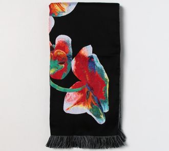 Alexander McQueen Alexander Mcqueen Womens Floral Print Wool Scarf - Black - One Size