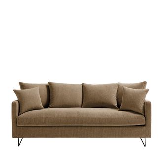 DRAWER Sof&aacute; cama 3 plazas en tela con patas met&aacute;licas negras - Caramelo