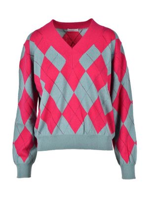 Ballantyne Argyle Pattern Cashmere Pullover Sweater