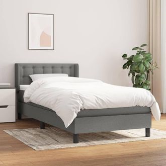 vidaXL Giroletto A Molle Con Materasso Grigio Scuro 90x190 Cm Tessuto - Vidaxl