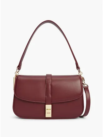 Tommy Hilfiger Womens Monogram Turnlock Crossbody Bag - Oxblood