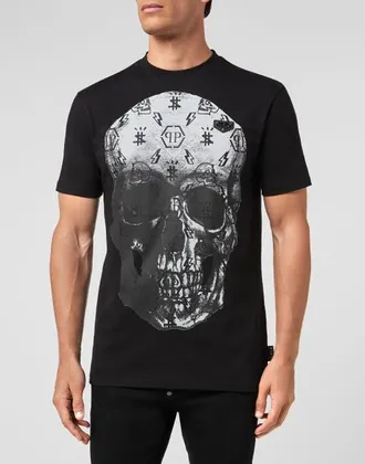 Philipp Plein T-Shirt Round Neck Ss Print Skull Unisex in Black/white at Nordstrom, Size Xxx-Large