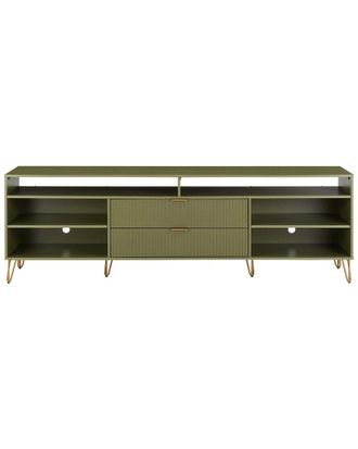 Manhattan Comfort Dumbo 85In Mid-Century Modern Tv Stand With 6 Shelves & 2 Drawers