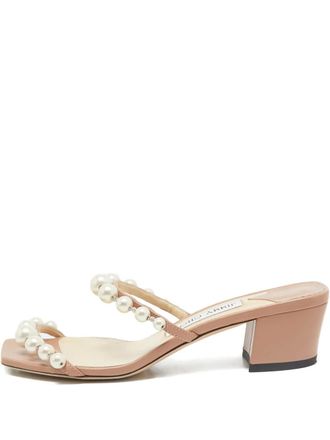 Jimmy Choo London 45mm pearl-embellishmed sandals - Neutrals