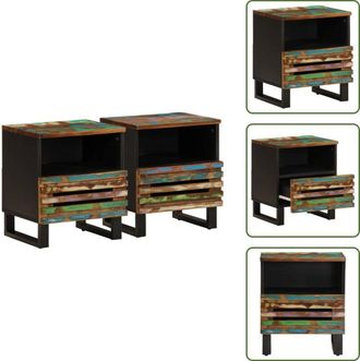 vidaXL Comodino in legno di recupero - vidaXL Comodini 2pz 40x34x46 cm in Legno Massello di Recupero
