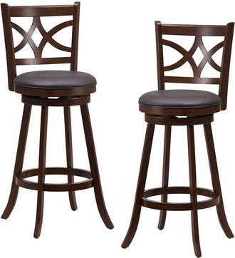 Costway Costway - Set of 2 Bar Stools Counter Height Chair Pub 360 °Swiveling Upholstered Seat 29