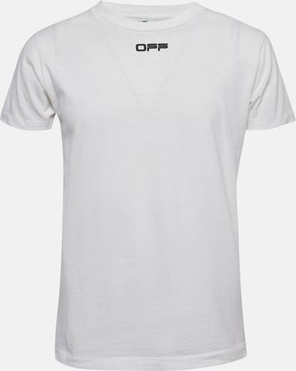 Off-white White Print Cotton Half Sleeve T-Shirt