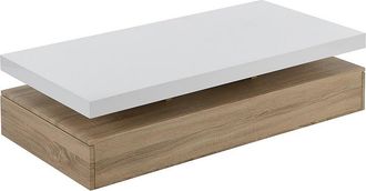 Vente-Unique Mesa de centro FELIX - 2 cajones - MDF - Color: roble y blanco