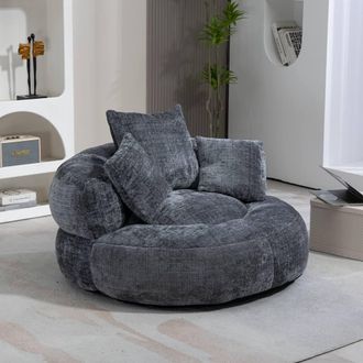 Direct Wicker Lazy Sofa, Durable Comfort High Back Chenille Bean Bag Chair Couch in Grey | Size: 1 Pack