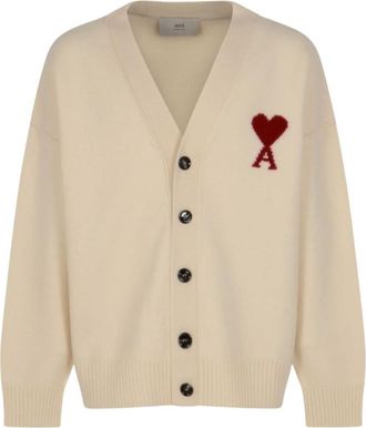 Ami Beige Logo Wool Sweater