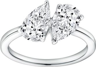 LuvMyJewelry Twin Flames 14K Gold Pear Cut Lab Grown Diamond Toi et Moi Ring - 2 ct in 14K White Gold at Nordstrom, Size 5.5