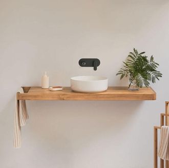 Sklum Conjunto De Mueble De Ba&ntilde;o 130x45 Cm Suspendido En Madera De Teca Neill Sklum