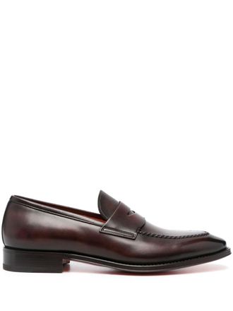 Santoni polished penny loafers - Brown