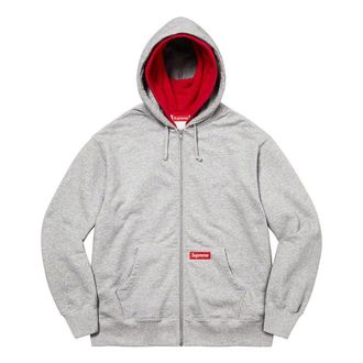 SUPREME Double Hood Facemask Zip Up Hooded Sweatshirt Grey Red SUP-FW22-830