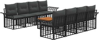 vidaXL Conjunto De Sof&aacute;s De Exterior 9 Uds. Negro Y Gris Oscuro Vidaxl