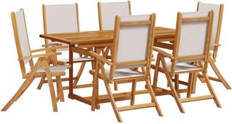 vidaXL vidaXL 7 Piece Garden Dining Set Solid Wood Acacia and Textilene