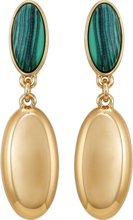 Vince Camuto Oval Drop Earrings in Goldtone/Malachite at Nordstrom Rack