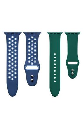 Posh Tech 2-Pack Assorted Silicone Apple Watch Watchbands in Blue/Green at Nordstrom Rack