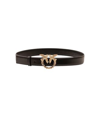 Pinko Black Love Birds Solid Belt