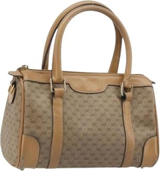 Gucci Pre-owned Handbags, female, Beige, Size: ONE SIZE Pre-owned Vintage Small GG Canvas Hand Bag