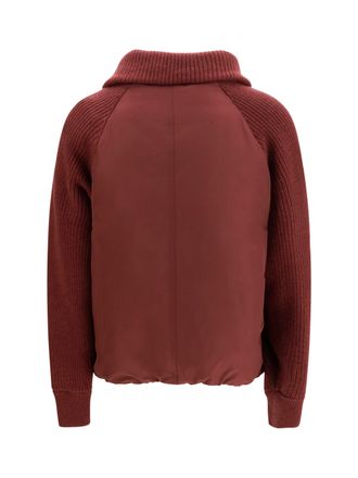 Brunello Cucinelli Womens Down Jacket With Wool Sleeves Prugna Coat