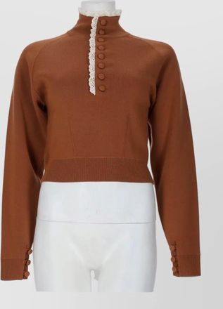 Chlo&eacute; lace wool turtleneck sweater