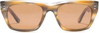 Celine CL40060F55J Striped Havana Square Sunglasses - Brown