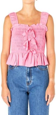 endless rose Bow Smocked Top in Pink at Nordstrom Rack, Size X-Small