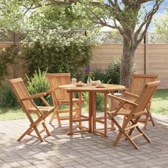 vidaXL Set De Comedor De Jard&iacute;n Plegable 5 Pzas Madera Maciza De Teca Vidaxl