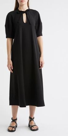 COS Tie Neck Midi Dress in Black Dark at Nordstrom Rack, Size 12 Us / 42 Eu