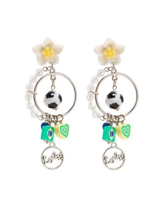 Amir Slama football-embellished drop earrings - Green