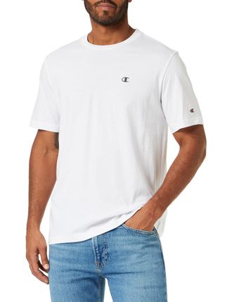 Champion Legacy Basics-S-s Crewneck Mens T-Shirt, Bianco, XS