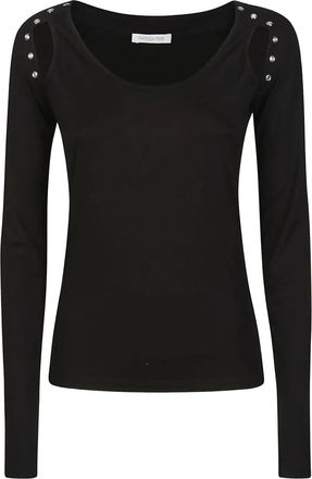 Patrizia Pepe shoulder-detail long-sleeve top - Black