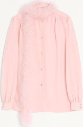 Valentino Camicia In Crepe De Chine Con Piume Donna ROSA 36