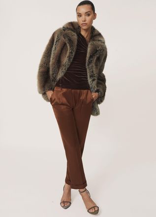 Reiss Brown Faux-fur Coat, XL