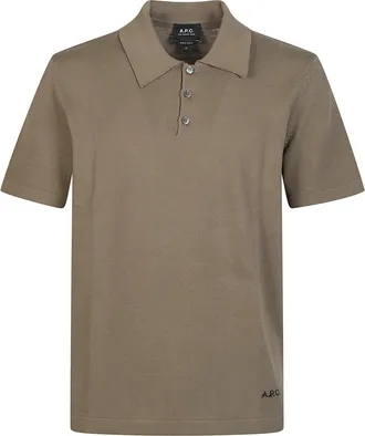 A.P.C. Short Sleeve Brown Cotton Polo Shirt