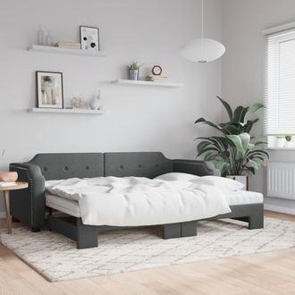 vidaXL Vidaxl - Sof&aacute; Cama Nido Con Colch&oacute;n Tela Gris Oscuro 100x200 Cm
